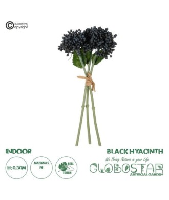 GloboStar® Artificial Garden BLACK HYACINTH BOUQUET 21356 Τεχνητό Διακοσμητικό Μπουκέτο Μαύρο Υάκυνθος Y30cm